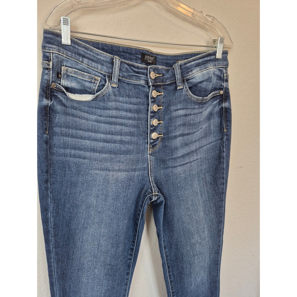 Judy Blue Skinny Fit Button Fly Jeans Medium Wash High Rise Size 15/32 - Picture 2 of 9